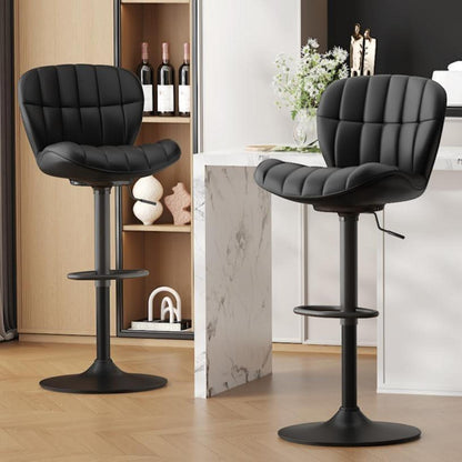 Barhocker Set 4er – Höhenverstellbar, Schwarz in Lederoptik