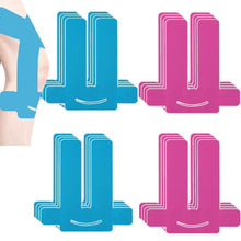 Kinesio Tape Knie Vorgeschnitten – 16 Stück Blau & Rosa