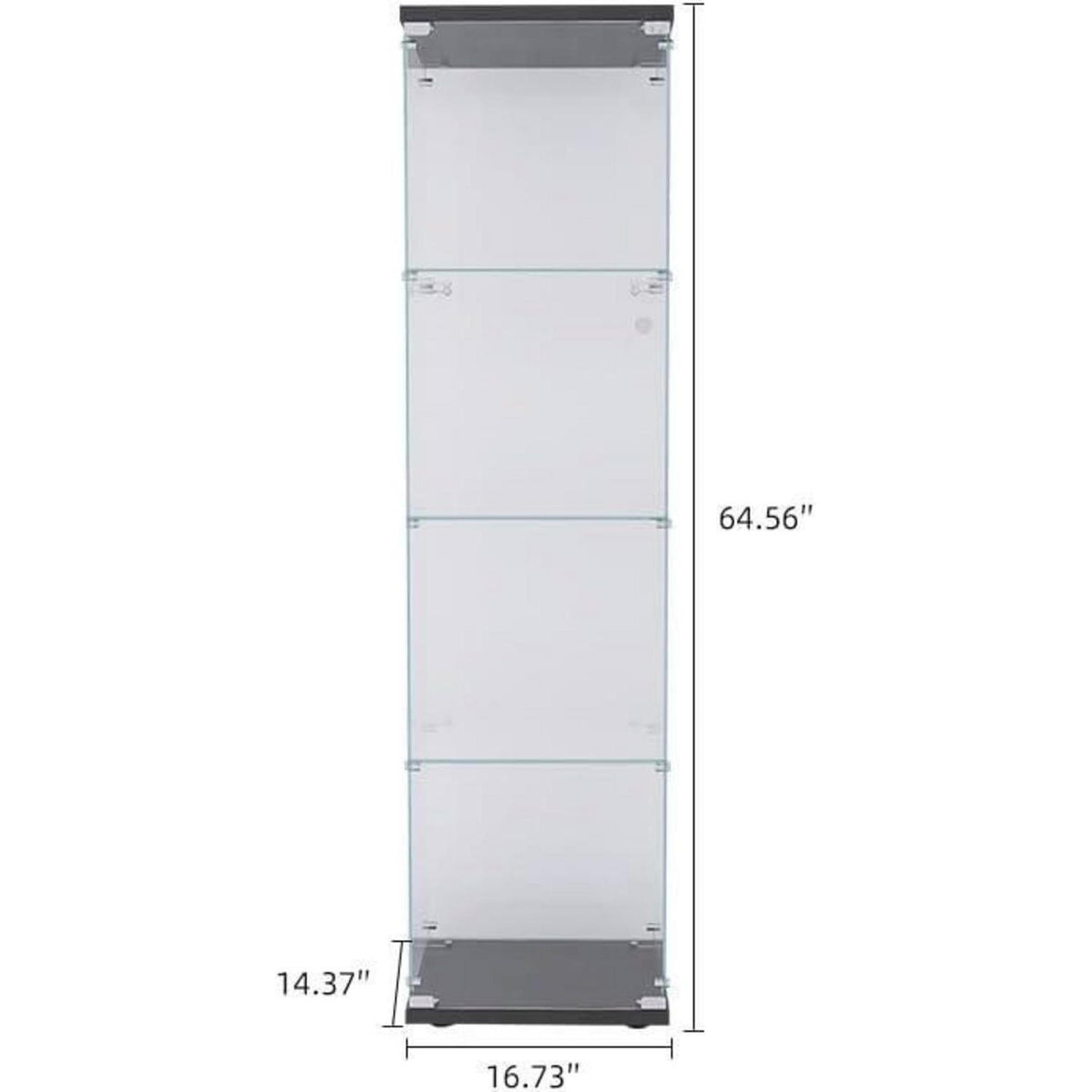 Glasvitrine mit Schloss | 4 Ebenen, Schwarz