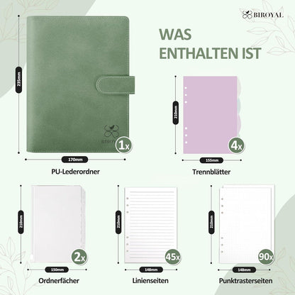A5 Ringbuch Notizbuch Grün – Nachfüllbar & Organisiert