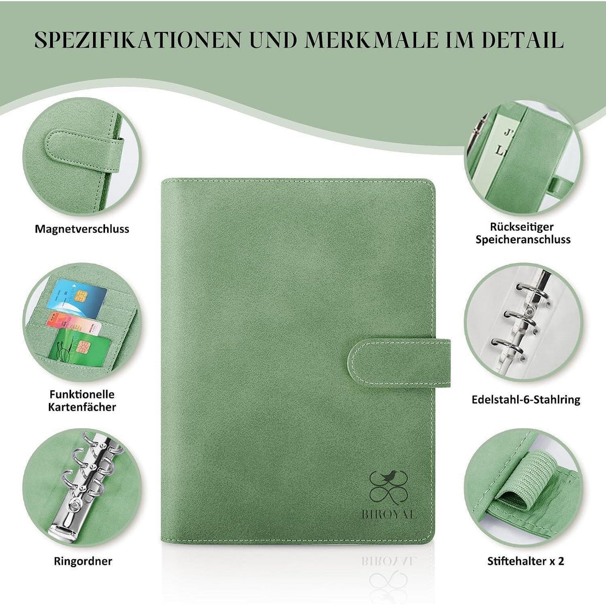 A5 Ringbuch Notizbuch Grün – Nachfüllbar & Organisiert