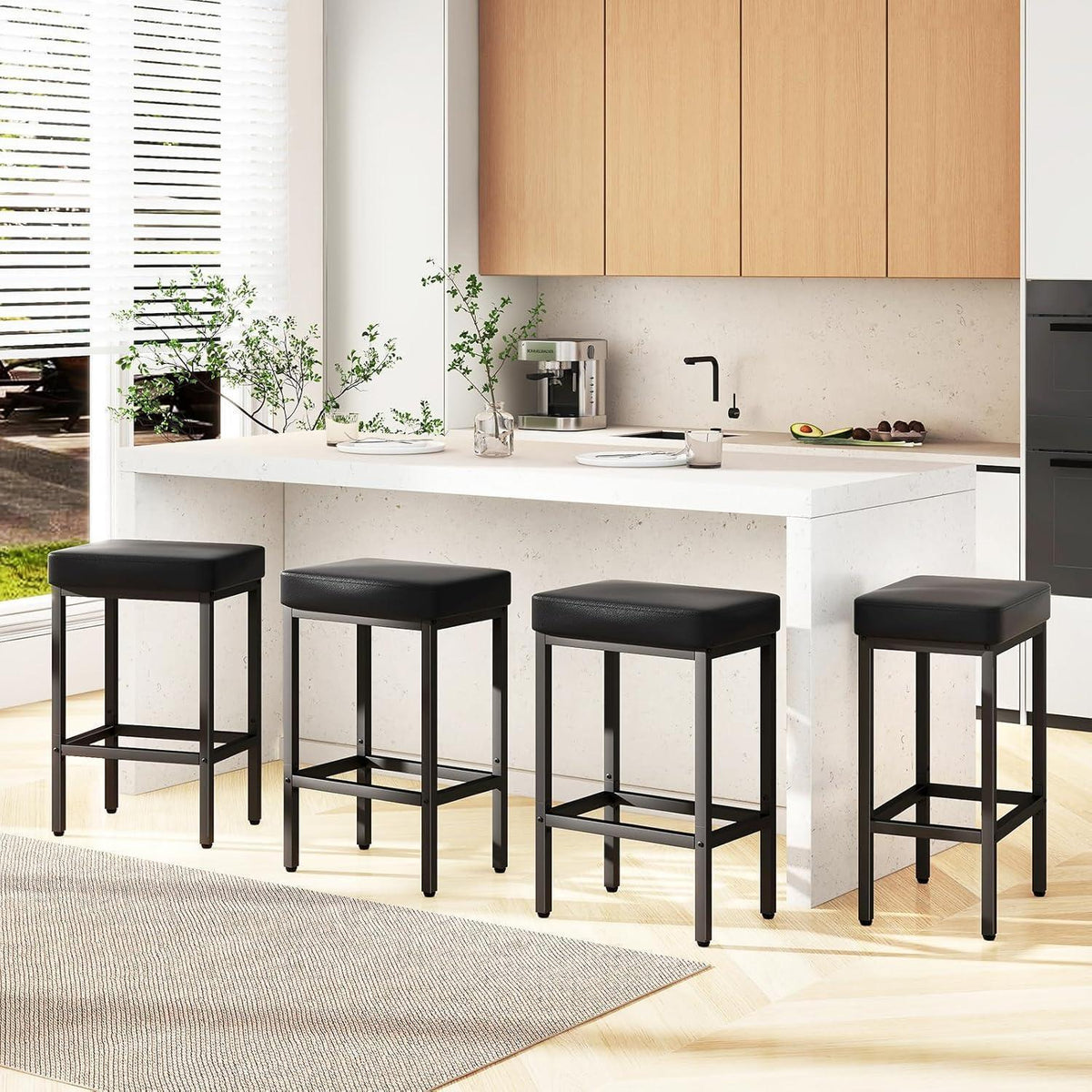 Moderner Barhocker 4er Set – Schwarz, 66 cm Höhe