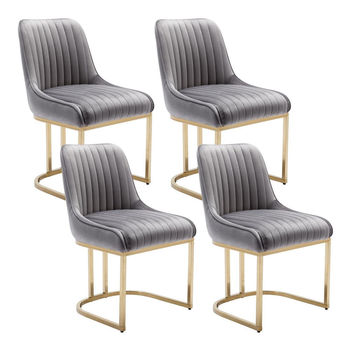 Ya-Home Esszimmerstühle Set Grau – Samt Polsterstühle mit Metallbeinen
