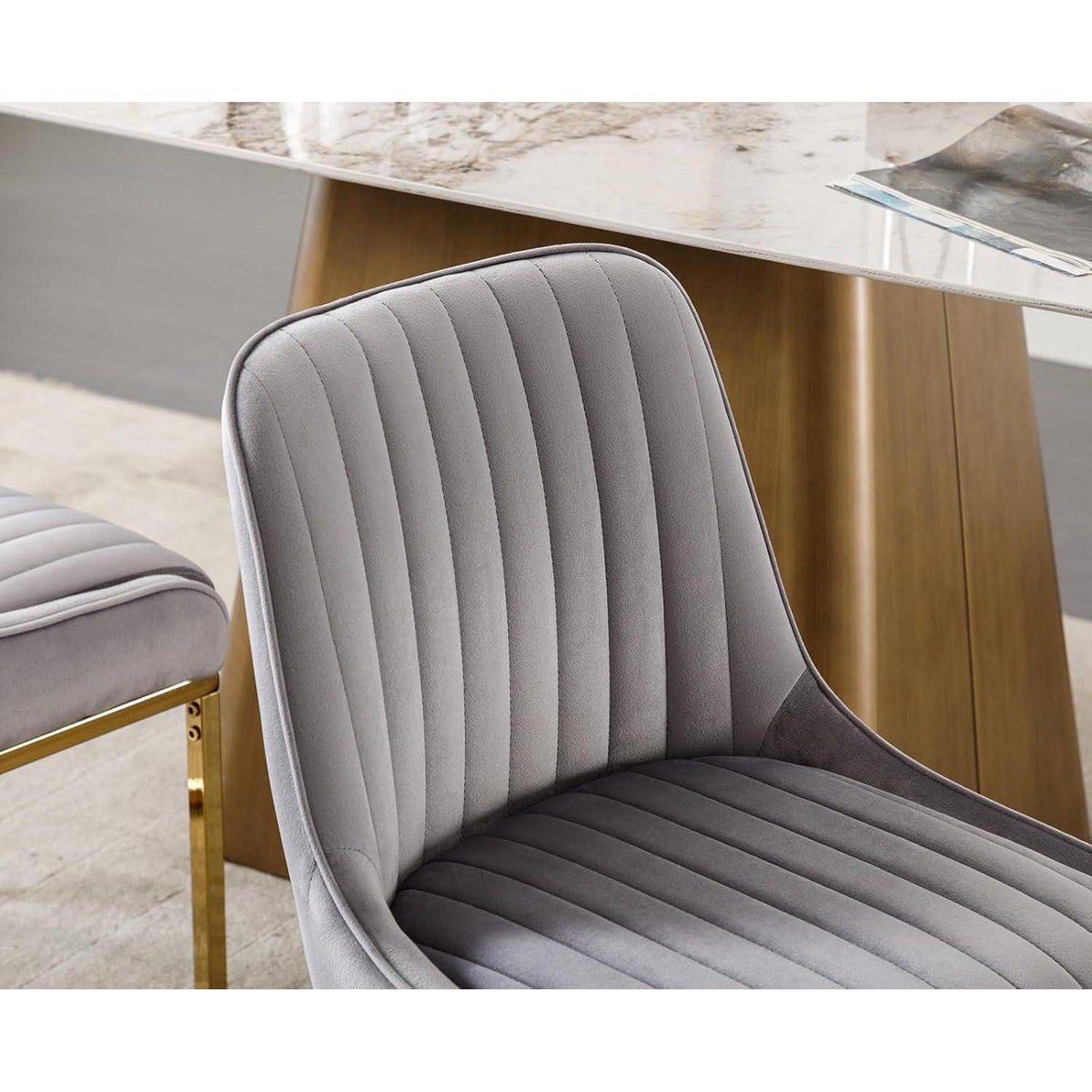 Ya-Home Esszimmerstühle Set Grau – Samt Polsterstühle mit Metallbeinen