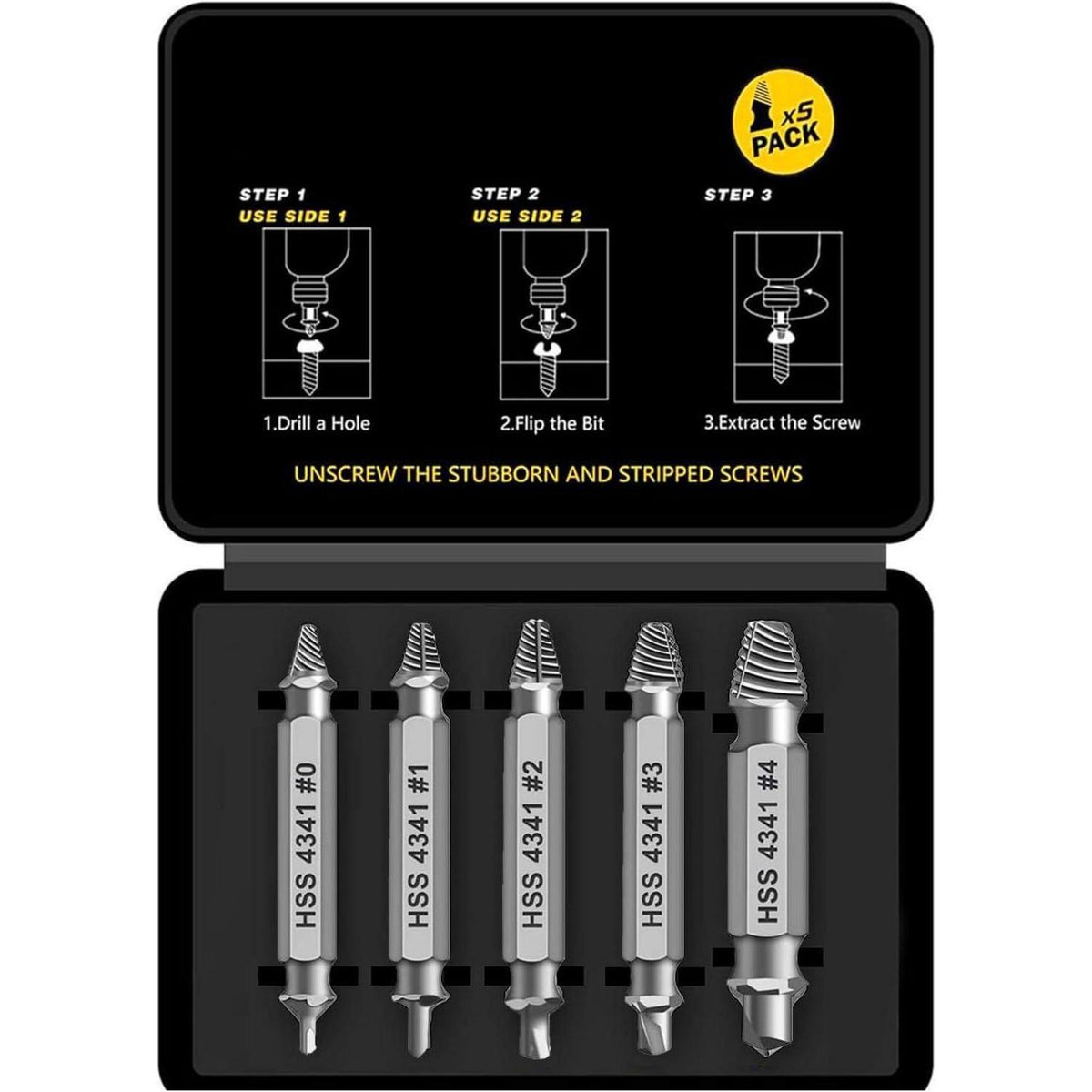 Schraubenausdreher Set 5-teilig M3-M18 HSS 4341 Linksausdreher