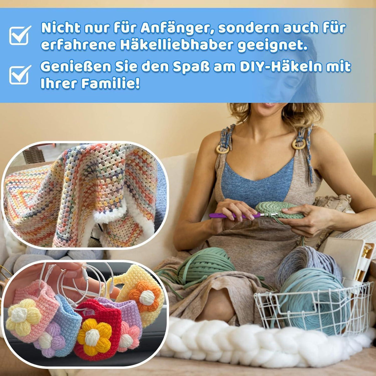 Häkelnadel Set 11 Größen mit Zubehör für Anfänger & Profis
