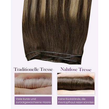 Echthaar Tressen Ombre Dunkelbraun mit Erdbeerblond 45cm