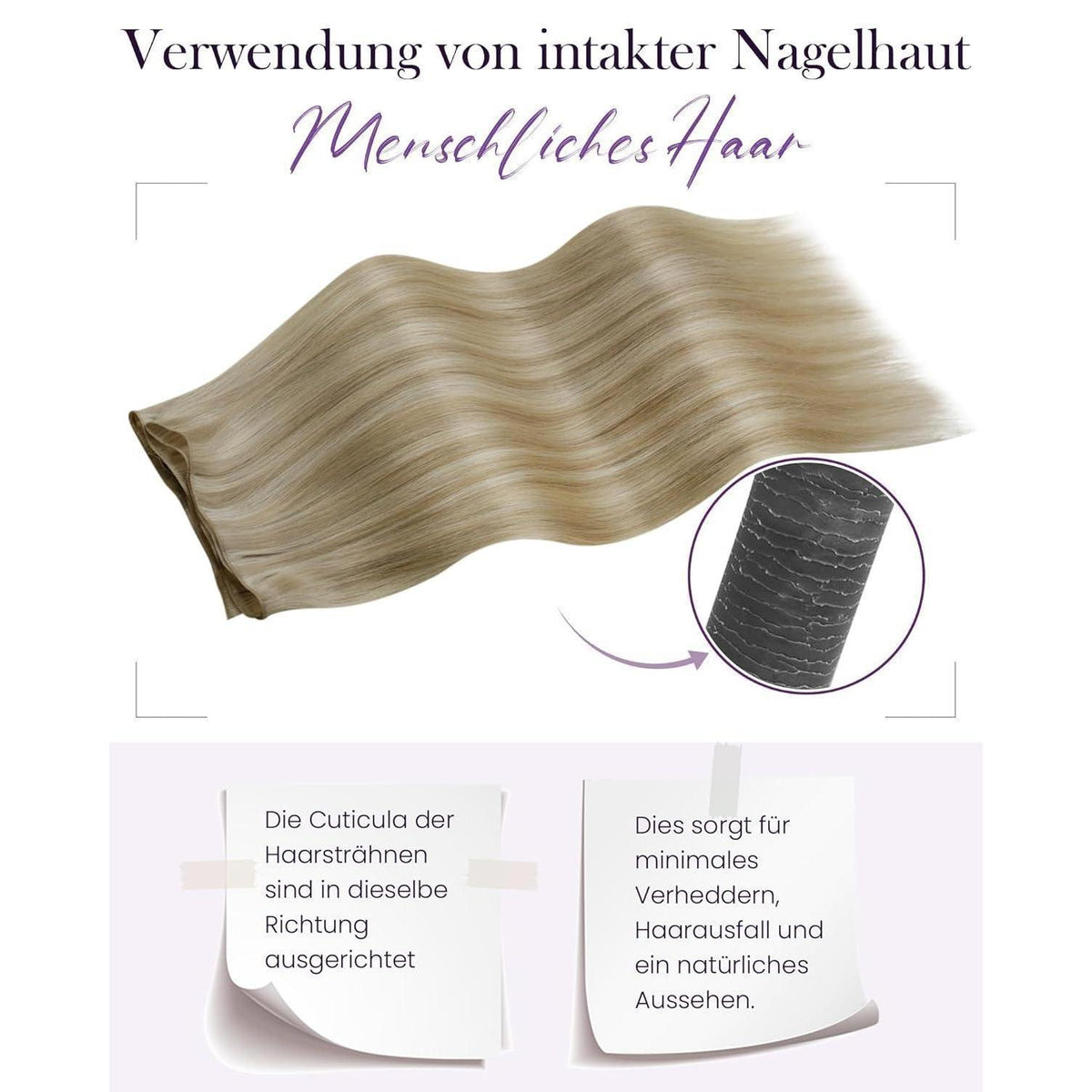 Echthaar Tressen Blonde Highlights #16/22 40cm