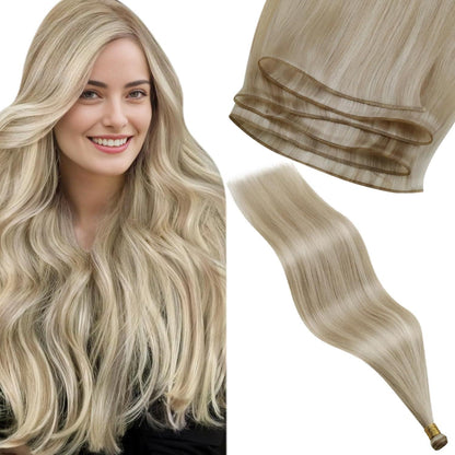 Echthaar Tressen Aschblond Highlight #18/613 – 45cm