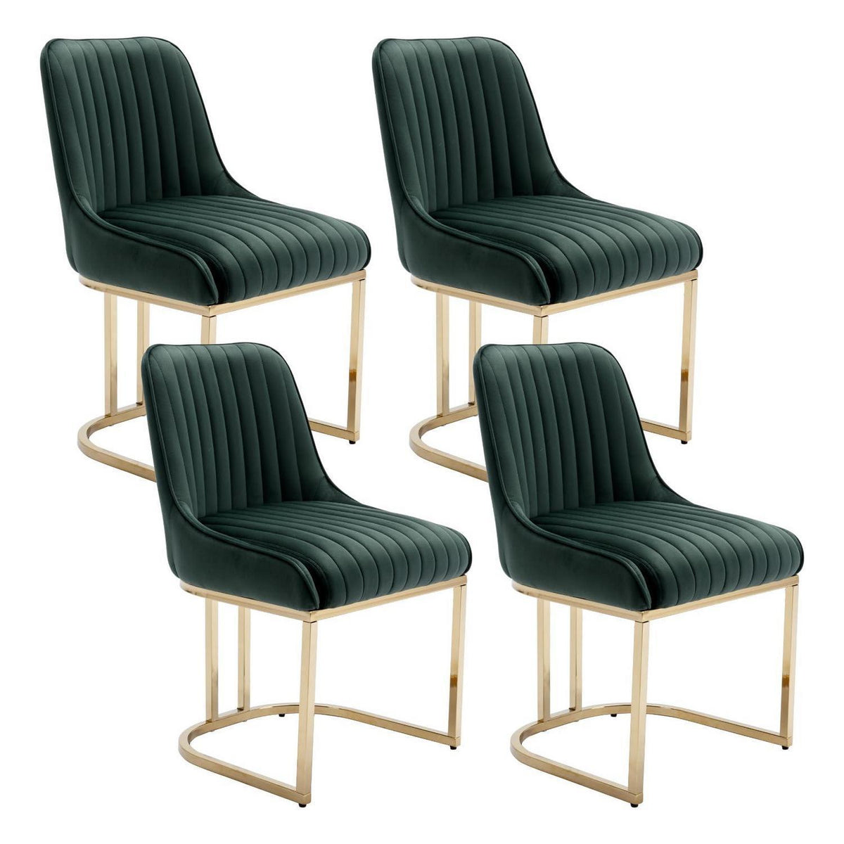 Ya-Home Esszimmerstühle Set 4 Grün | Samt Polsterstühle mit Metallbeinen