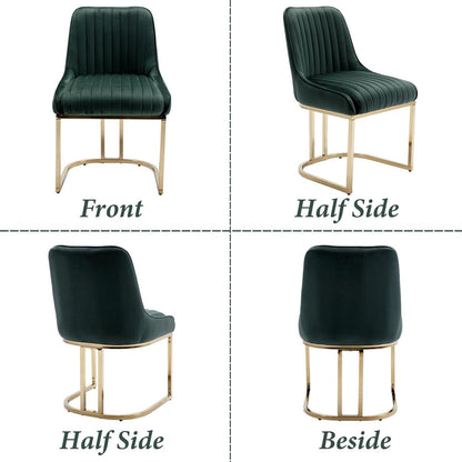 Ya-Home Esszimmerstühle Set 4 Grün | Samt Polsterstühle mit Metallbeinen