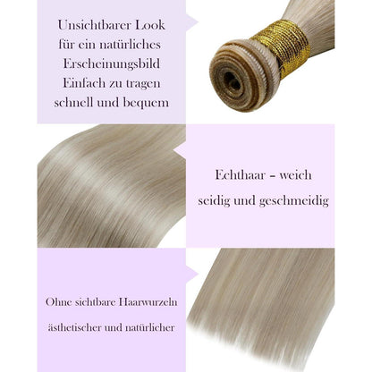 Echthaar Tressen zum Einnähen Blond Aschblond 50cm