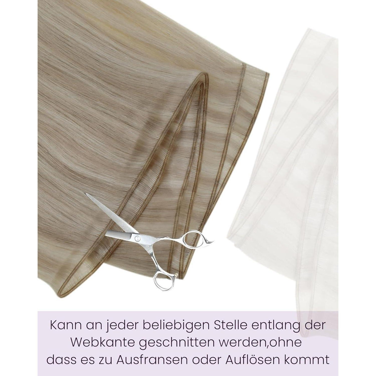 Echthaar Tressen zum Einnähen Blond Aschblond 50cm