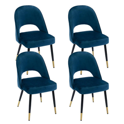 Esszimmerstühle Set 4 Blau, Polsterstuhl mit Metallbeinen