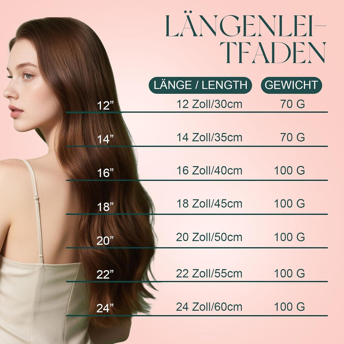 Echthaar Tressen Blond Highlights 55cm - Haarverlängerung