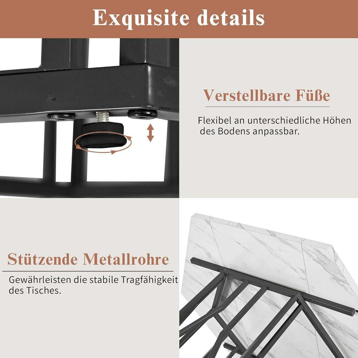Essgruppe mit Esstisch & 4 Samtstühlen Weiß/Grün