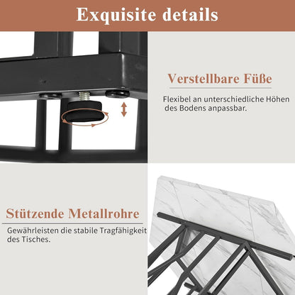 Essgruppe mit Esstisch & 4 Samtstühlen Weiß/Grün