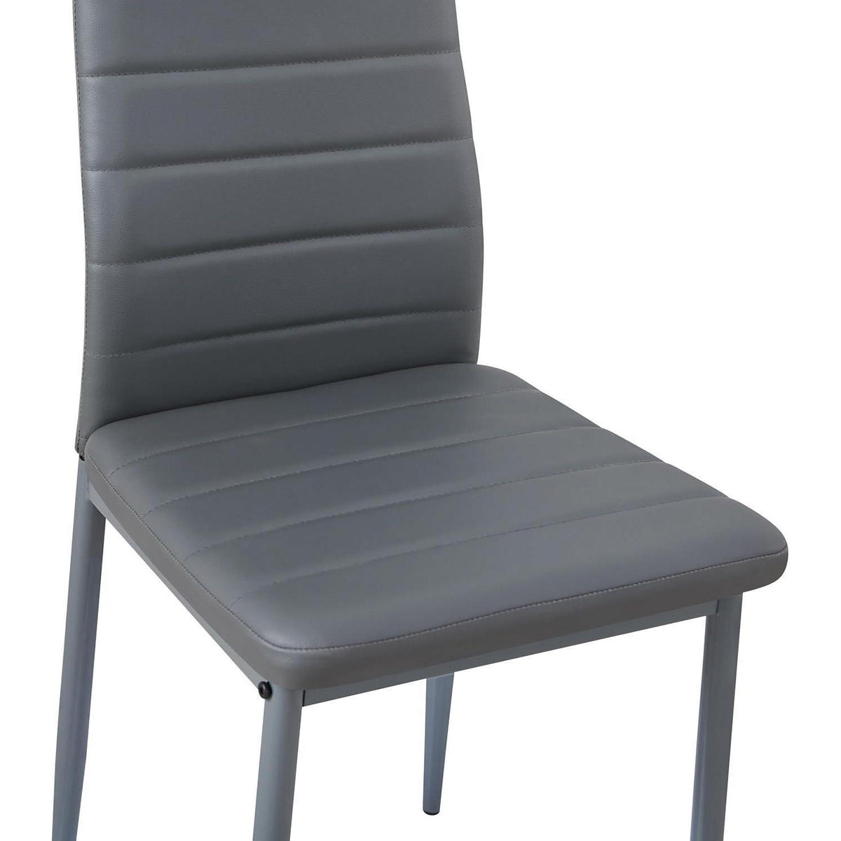 Esszimmergruppe Eiche-Weiß 160cm mit 6 Grau Stühlen in Lederoptik