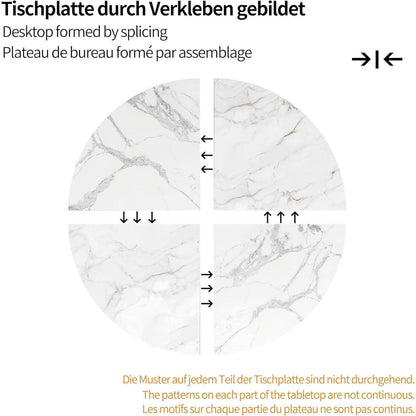 Runder Esstisch Set mit 4 Samtstühlen – Modernes Esszimmer Möbel