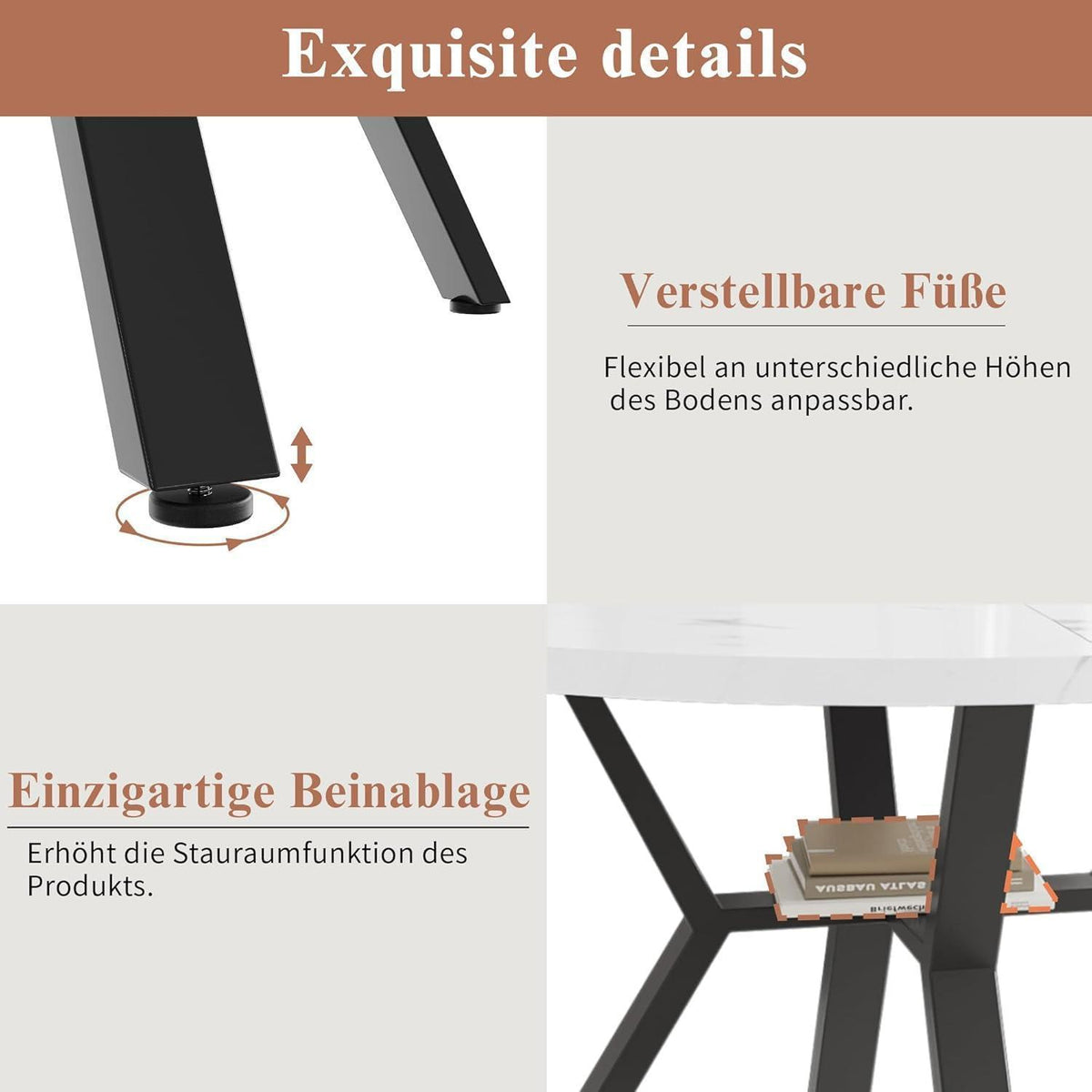 Runder Esstisch Set mit 4 Samtstühlen – Modernes Esszimmer Möbel