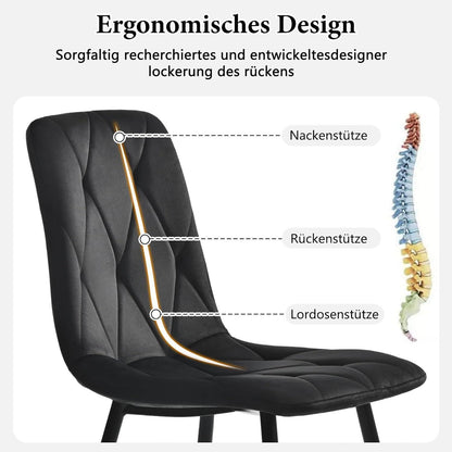 Runder Esstisch Set mit 4 Samtstühlen – Modernes Esszimmer Möbel