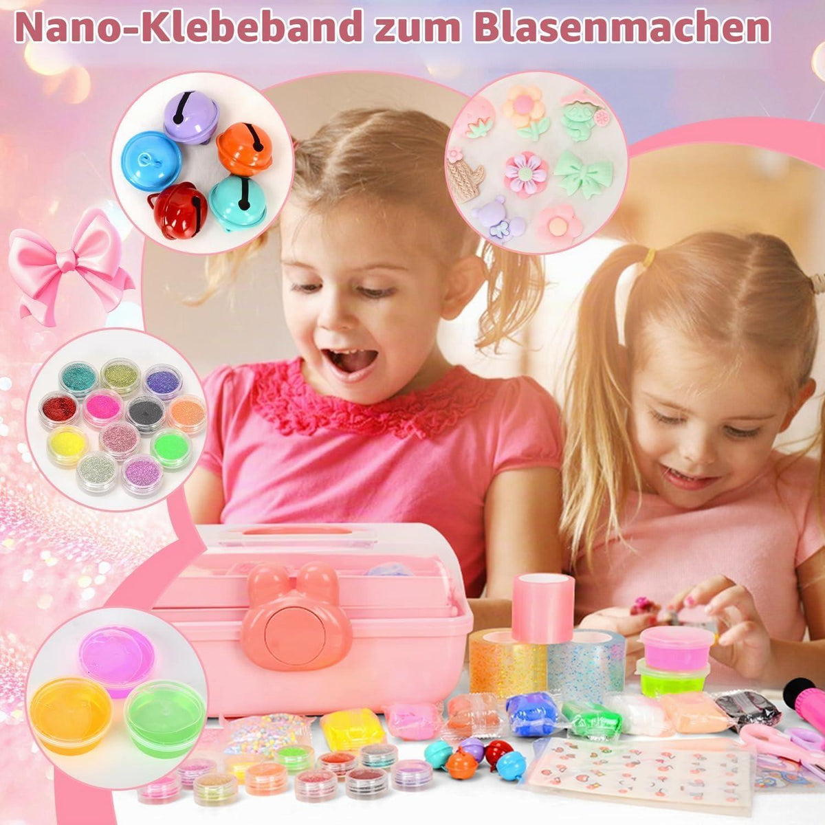 Nano Tape Bubbles Set – Bastelset Kinder mit Pailletten & Aufklebern