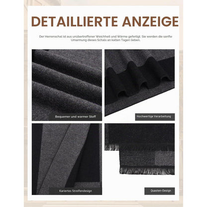 Herrenschal Winter Elegant Kariert 180x30cm Dunkelgrau