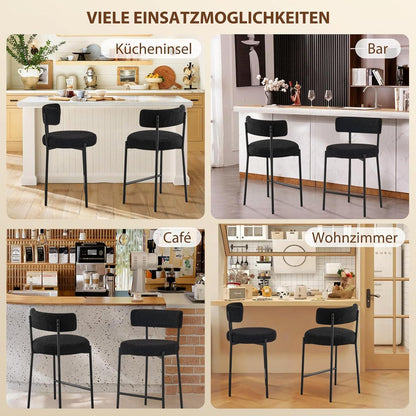 Barhocker Set 4er – Gepolstert, Schwarz, 63,5cm Sitzhöhe