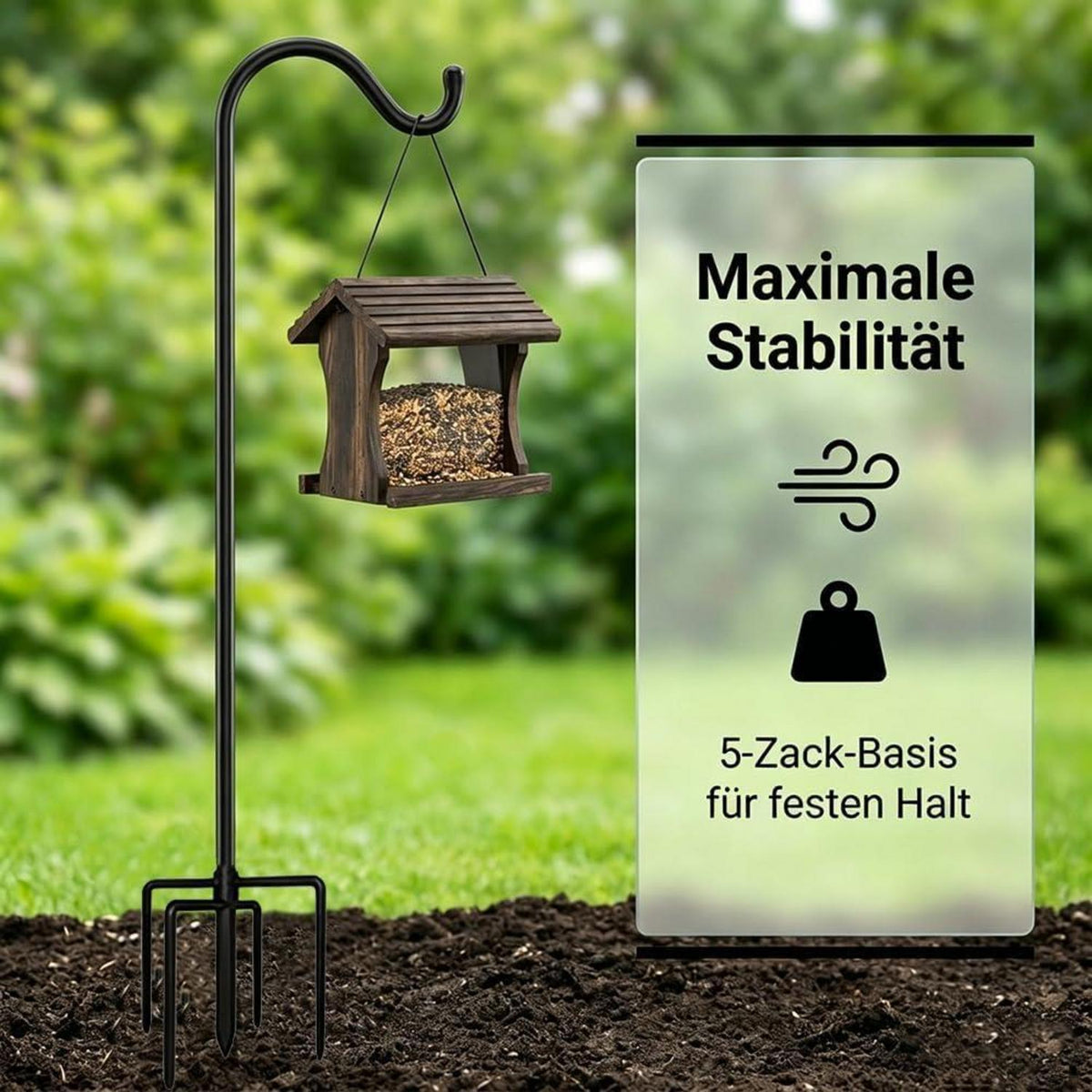 Schäferhaken 234cm – Vogelfutter & Laternenhalter für den Garten