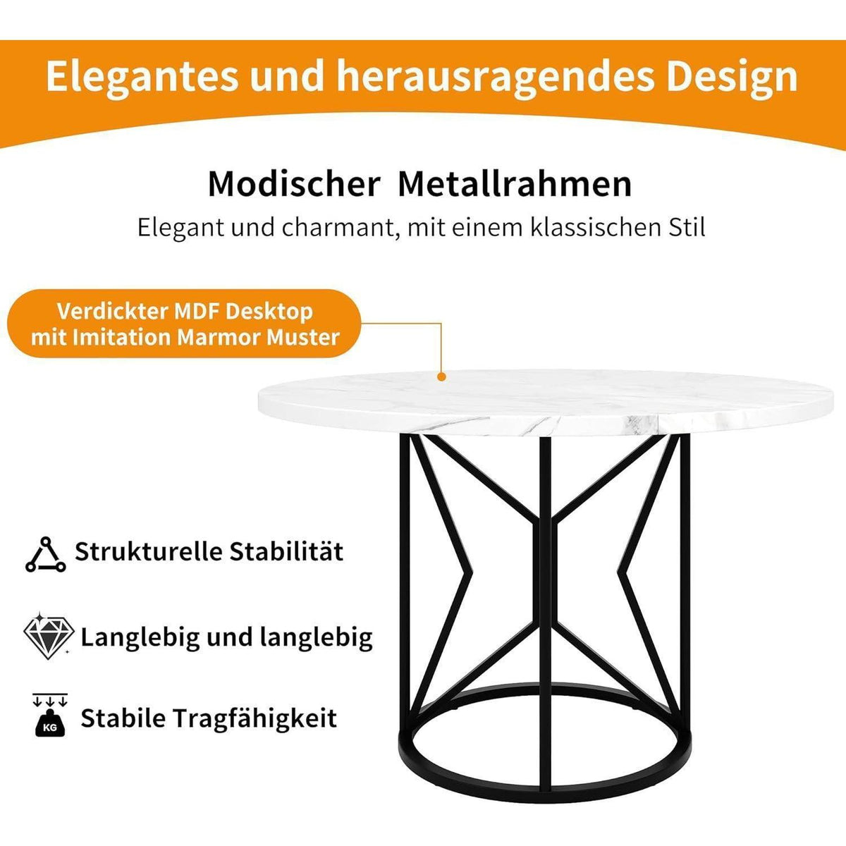 Runder Esstisch Set für 4 Personen | Schwarz & Grau Samt