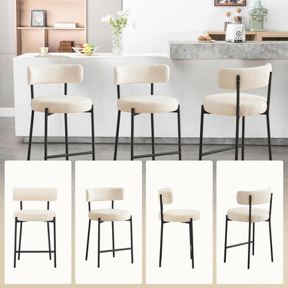 Barhocker Set 4er – Gepolstert, Weiß – 63,5cm Sitzhöhe
