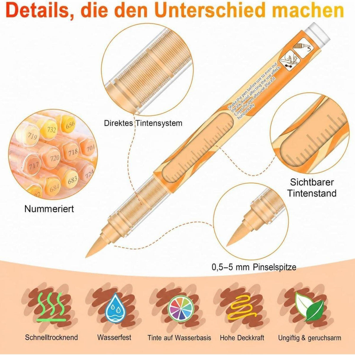 Acrylstifte 12er Set Hauttöne – Wasserfest & Vielseitig