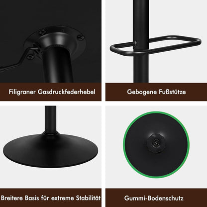 Verstellbarer Barhocker-Set (2x) Schwarz mit Fußstütze