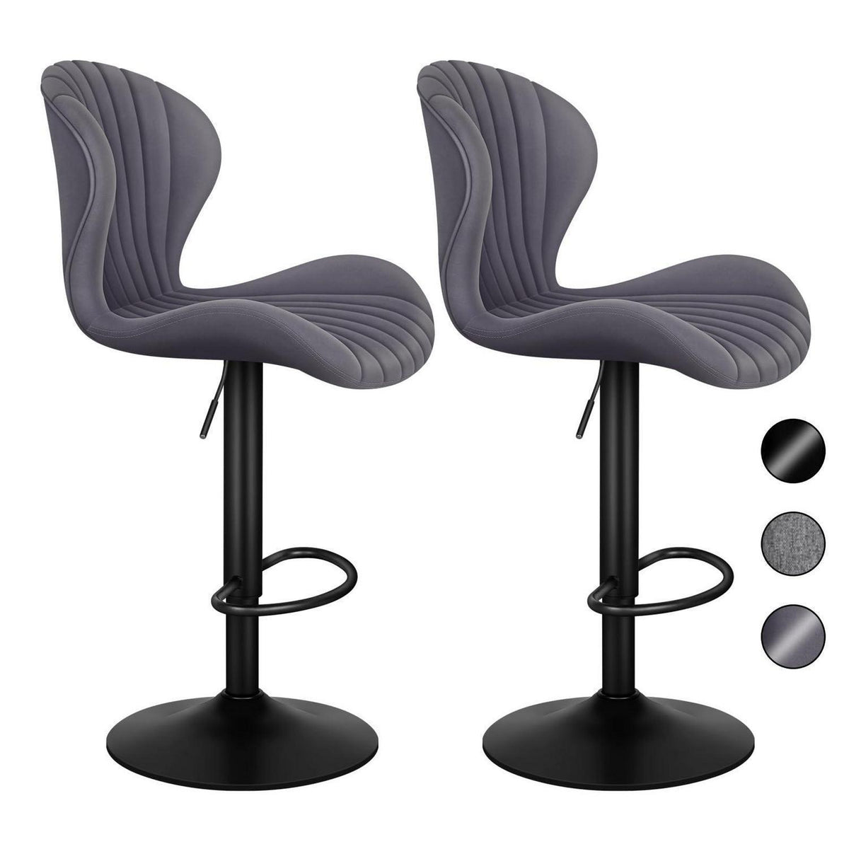 Barhocker Set 2-teilig, Höhenverstellbar & Schwenkbar, Grau