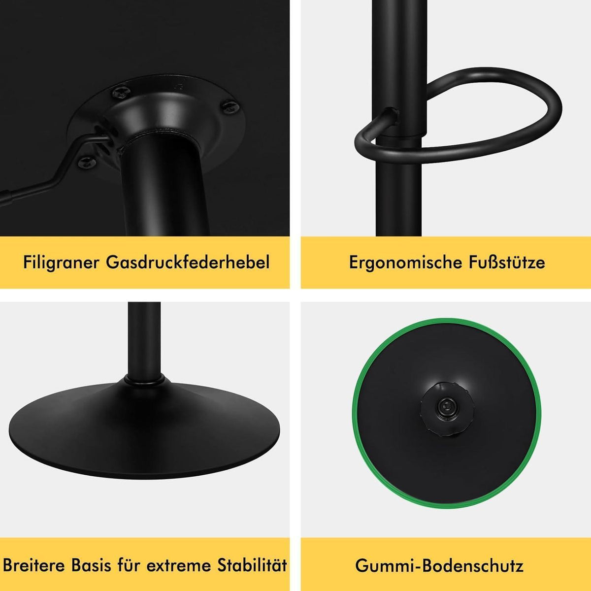 Barhocker Set 2-teilig, Höhenverstellbar & Schwenkbar, Grau