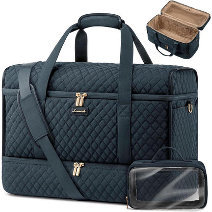 Reisetasche Damen mit Schuhfach, Blaugrün, Große Öffnung