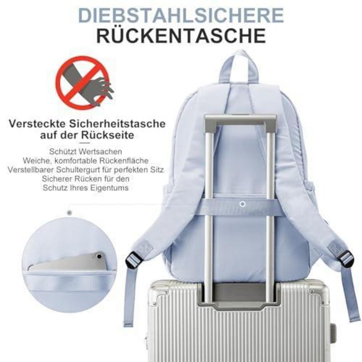 Leichter Rucksack Damen Herren – Wasserabweisend & Vielseitig (Blau)