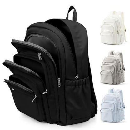 Schwarzer Rucksack Damen Herren – Leichter Reise-Schulrucksack mit Laptopfach