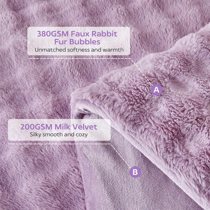 Flauschiges King-Size Bettwäsche-Set Violett, Zottel Kunstfell