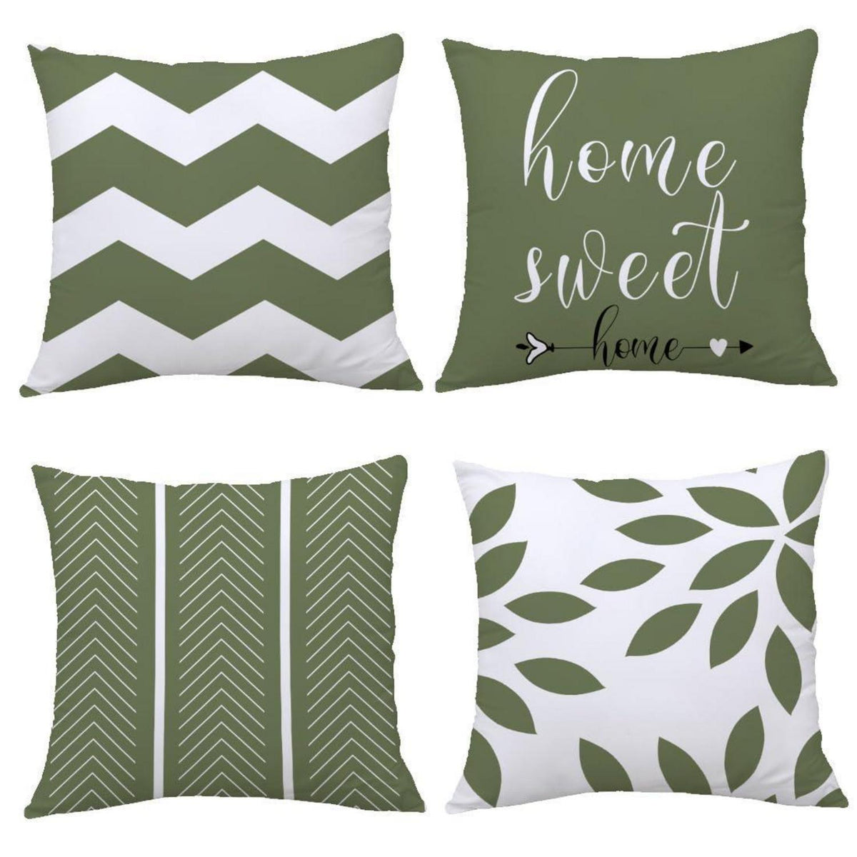 Grüne Kissenbezüge 40x40 cm – Set aus 4 | Geometrisches Design