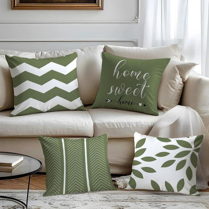 Grüne Kissenbezüge 40x40 cm – Set aus 4 | Geometrisches Design