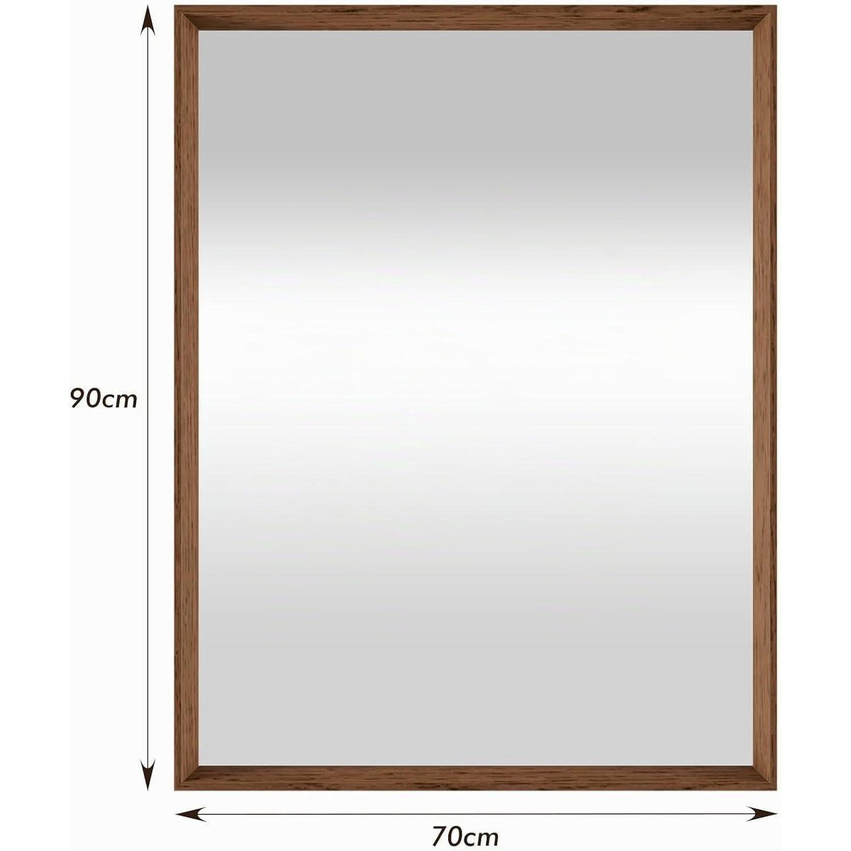 Badezimmerspiegel 70x90cm Braun Holzoptik | Sicherheitsglas & Montagezubehör