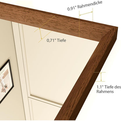 Badezimmerspiegel 70x90cm Braun Holzoptik | Sicherheitsglas & Montagezubehör