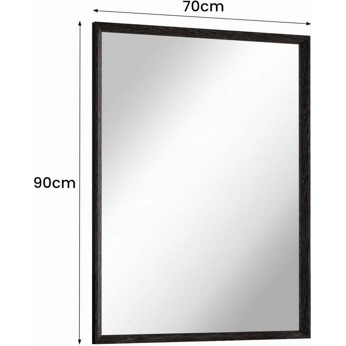 Wandspiegel Schwarz Rechteckig 70x90cm mit Holzoptik Rahmen