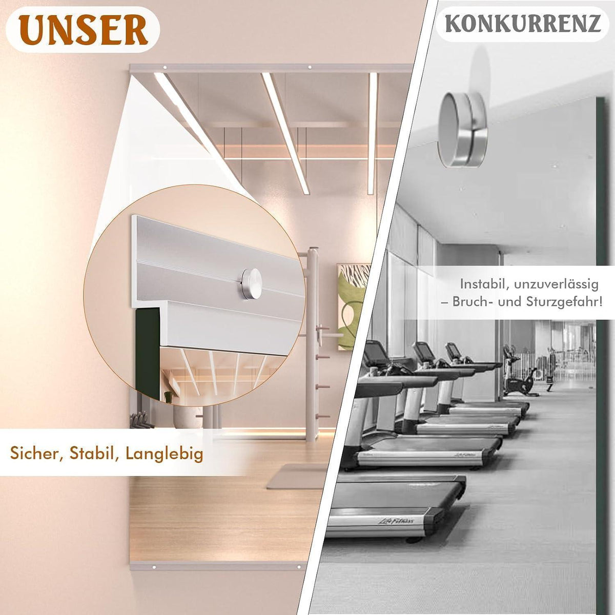 Ganzkörperspiegel 120x60cm – 2er Set für Fitness & Yoga