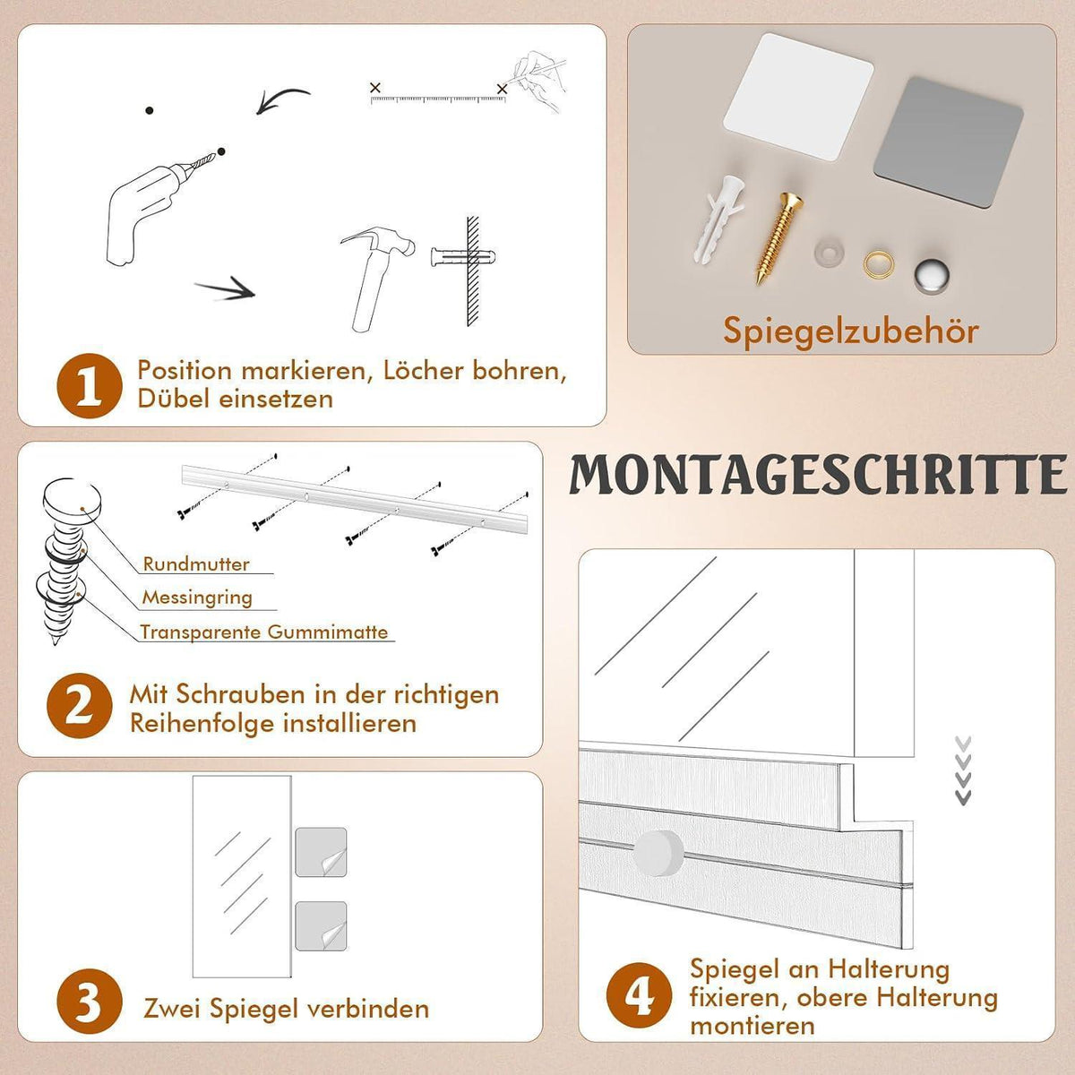 Ganzkörperspiegel 120x60cm – 2er Set für Fitness & Yoga