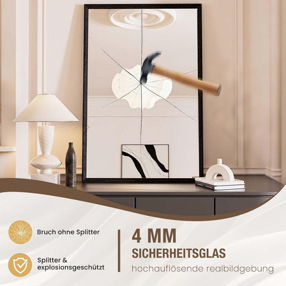 Schwarzer Wandspiegel 60x90 cm – Rechteckiger Kosmetikspiegel