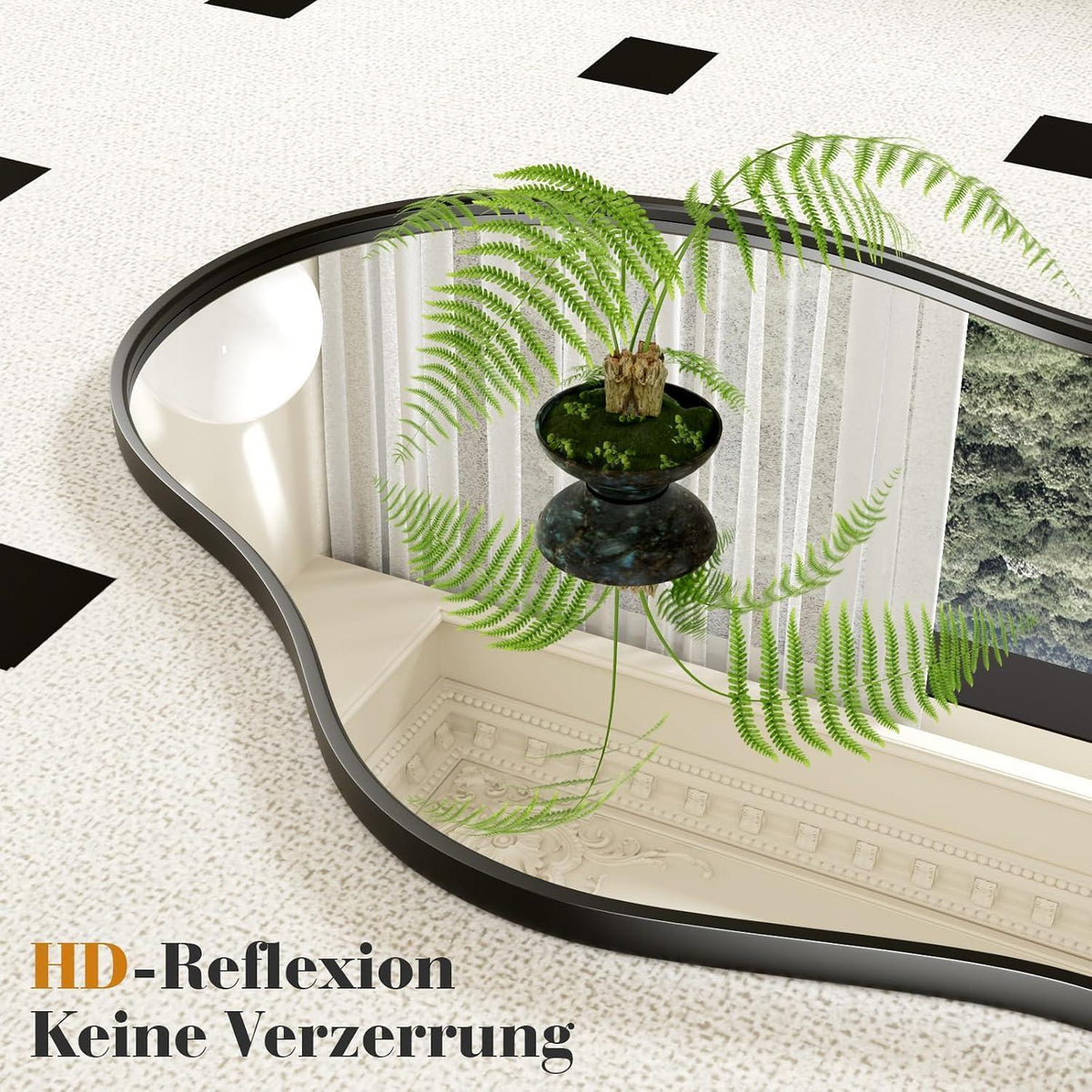 Asymmetrischer Wandspiegel Schwarz 60x90cm – Gehärtetes Glas
