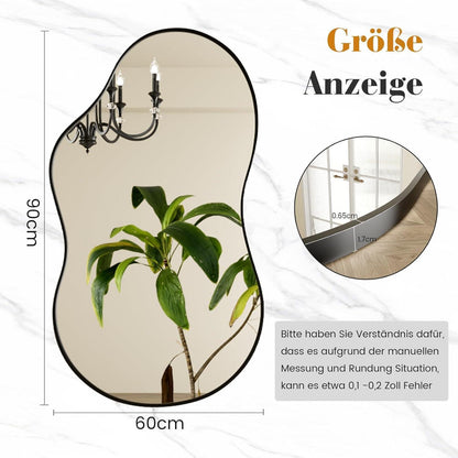 Asymmetrischer Wandspiegel Schwarz 60x90cm – Gehärtetes Glas