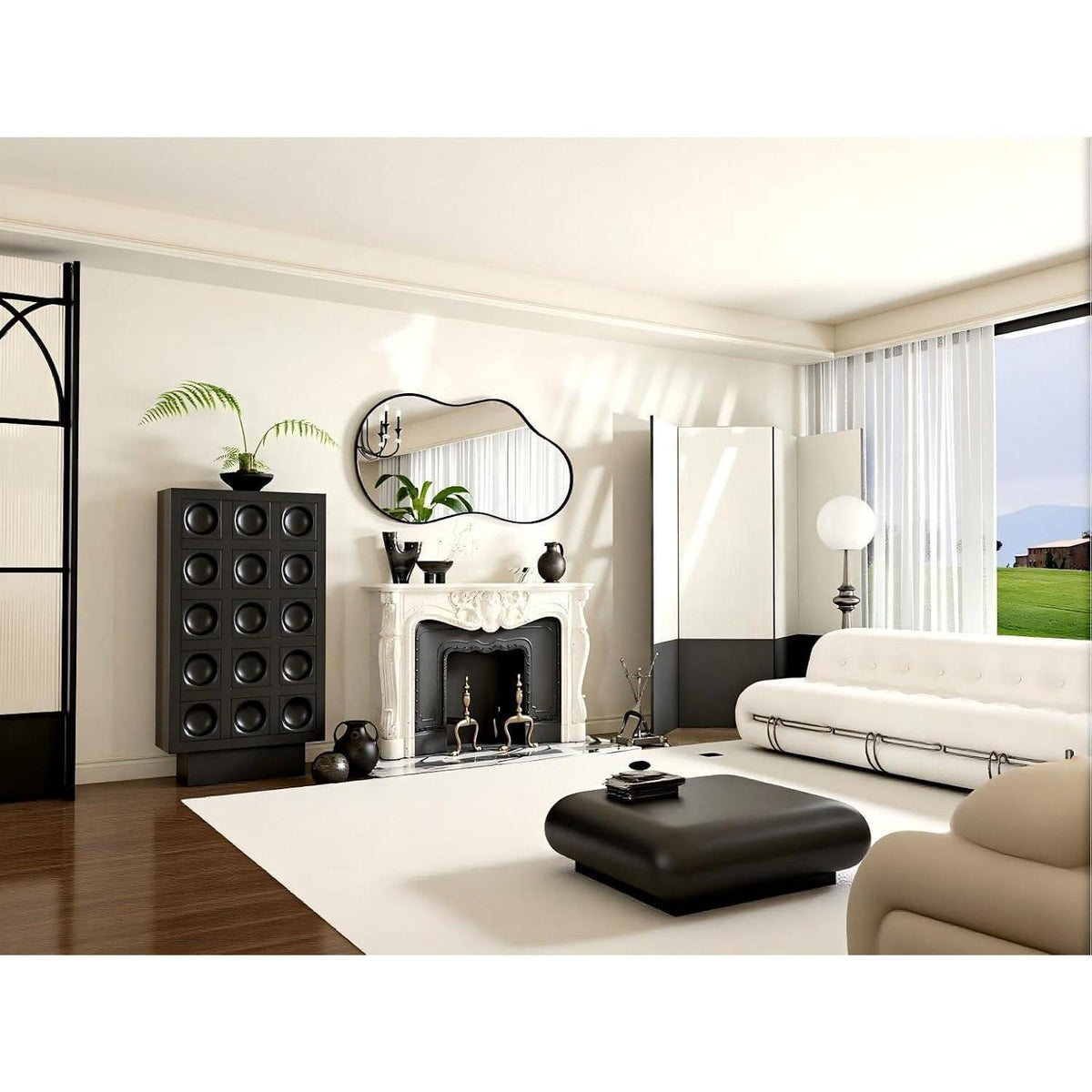 Asymmetrischer Wandspiegel Schwarz 60x90cm – Gehärtetes Glas